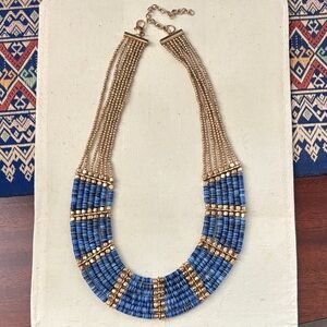 Chic Blue and Gold Layered Necklace